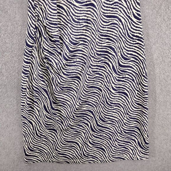 J McLaughlin Sheath Dress Womens Sz S Blue White Zebra Print Stretch 3/4 Sleeve - Picture 3 of 13
